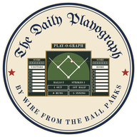The Daily Playograph seal: a Playograph scoreboard ringed by the words By Wire from the Ball Parks